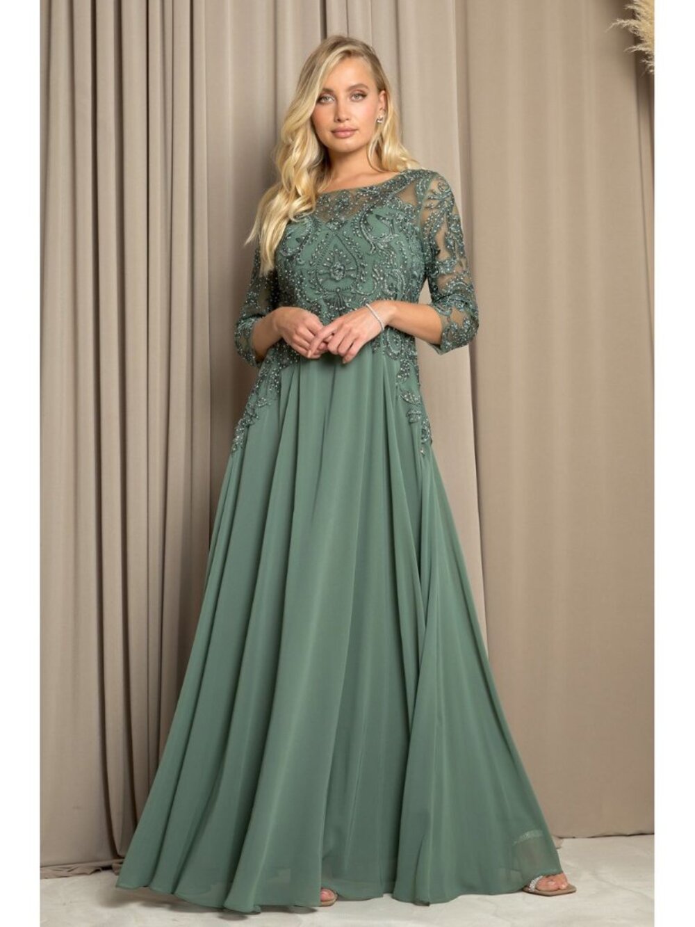 Clearance Eucalyptus Size L Long Formal Mother of the Bride Dress Eva USA 524